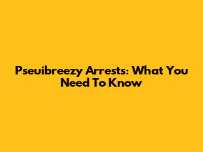Pseuibreezy Arrests: What You Need To Know