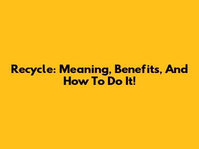 Recycle: Meaning, Benefits, And How To Do It!