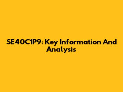 SE40C1P9: Key Information And Analysis