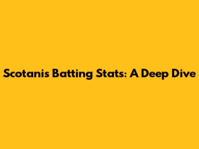 Scotani's Batting Stats: A Deep Dive