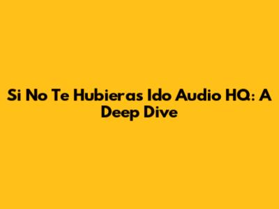 Si No Te Hubieras Ido Audio HQ: A Deep Dive