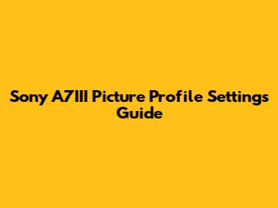 Sony A7III Picture Profile Settings Guide