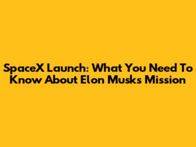SpaceX Launch: What You Need To Know About Elon Musk's Mission