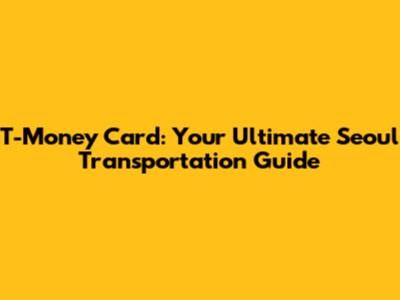T-Money Card: Your Ultimate Seoul Transportation Guide