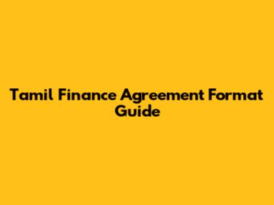 Tamil Finance Agreement Format Guide