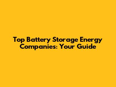 Top Battery Storage Energy Companies: Your Guide