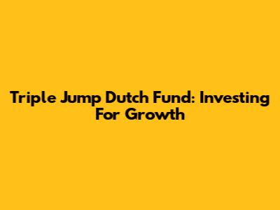 Triple Jump Dutch Fund: Investing For Growth