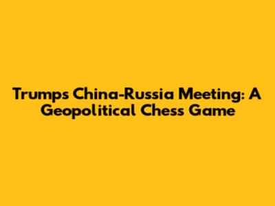 Trump's China-Russia Meeting: A Geopolitical Chess Game