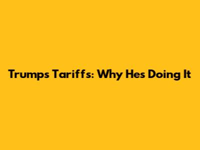 Trump's Tariffs: Why He's Doing It