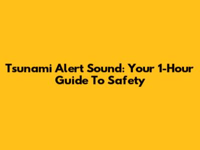 Tsunami Alert Sound: Your 1-Hour Guide To Safety