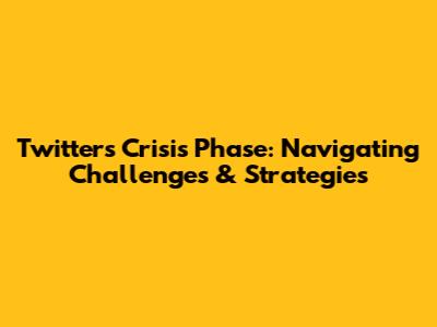 Twitter's Crisis Phase: Navigating Challenges & Strategies