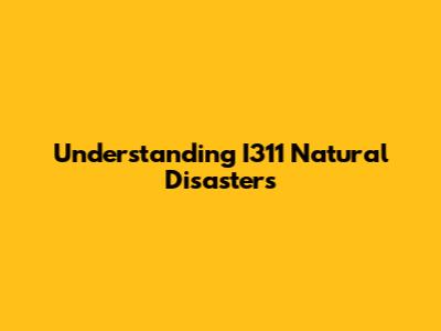 Understanding I311 Natural Disasters