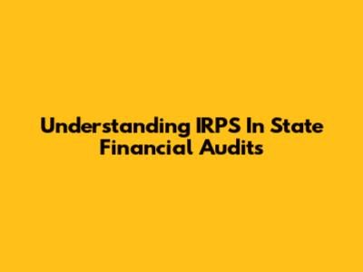 Understanding IRPS In State Financial Audits