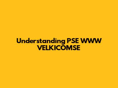Understanding PSE WWW VELKICOMSE