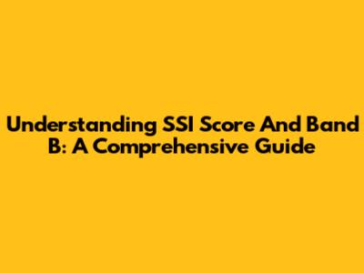 Understanding SSI Score And Band B: A Comprehensive Guide