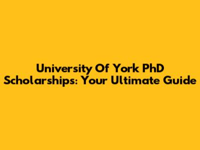 University Of York PhD Scholarships: Your Ultimate Guide