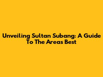 Unveiling Sultan Subang: A Guide To The Area's Best