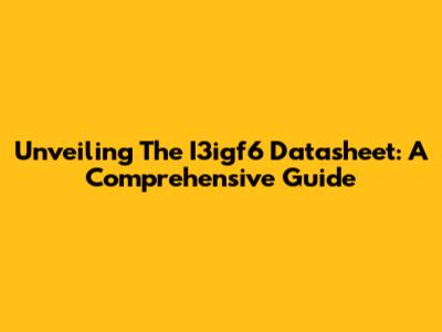 Unveiling The I3igf6 Datasheet: A Comprehensive Guide