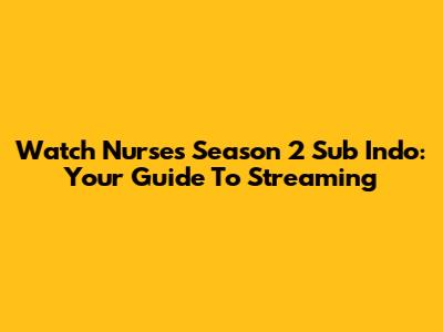 Watch Nurses Season 2 Sub Indo: Your Guide To Streaming