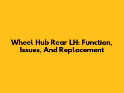 Wheel Hub Rear LH: Function, Issues, And Replacement
