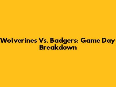 Wolverines Vs. Badgers: Game Day Breakdown