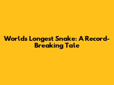 World's Longest Snake: A Record-Breaking Tale